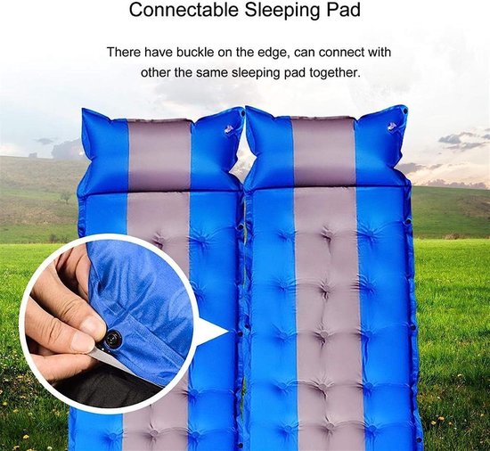Kampeer Mat - Slaapmat Tent - Outdoor Slapen - Zelf Opblaasbaar - 1 persoons - Blauw — afbeelding 3