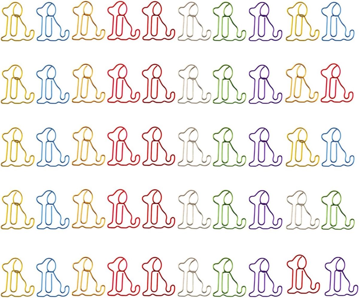 Paperclips - Multicolor - 3,1 x 2,6 cm - Metalen Hondenmotief - Voor School en Kantoor