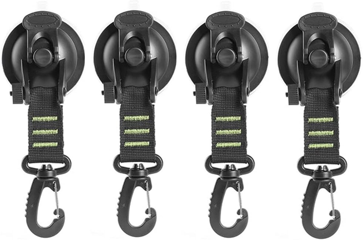 Zware Zuignap Anker met Bevestigingshaak, Ideaal voor Camping, Voertuigen en Buitenactiviteiten (4 Stuks, Groen)