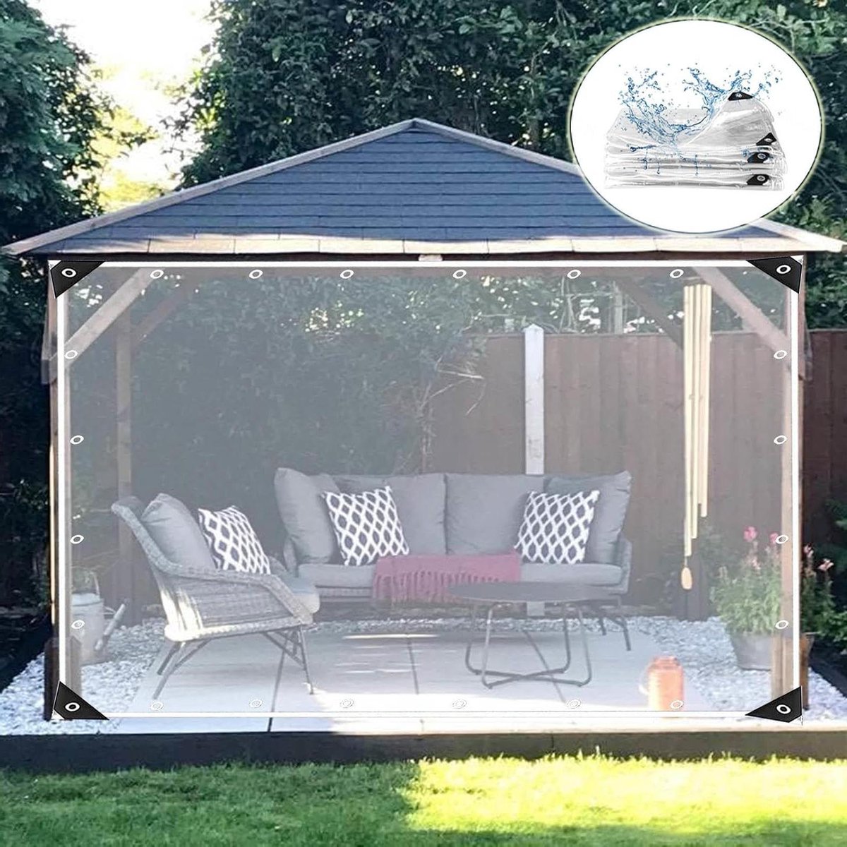 Transparant Dekzeil - Zeildoek Gordijn - Buiten Beschermen - Weerbestendig PVC - 2.4 x 4 meter - Helder