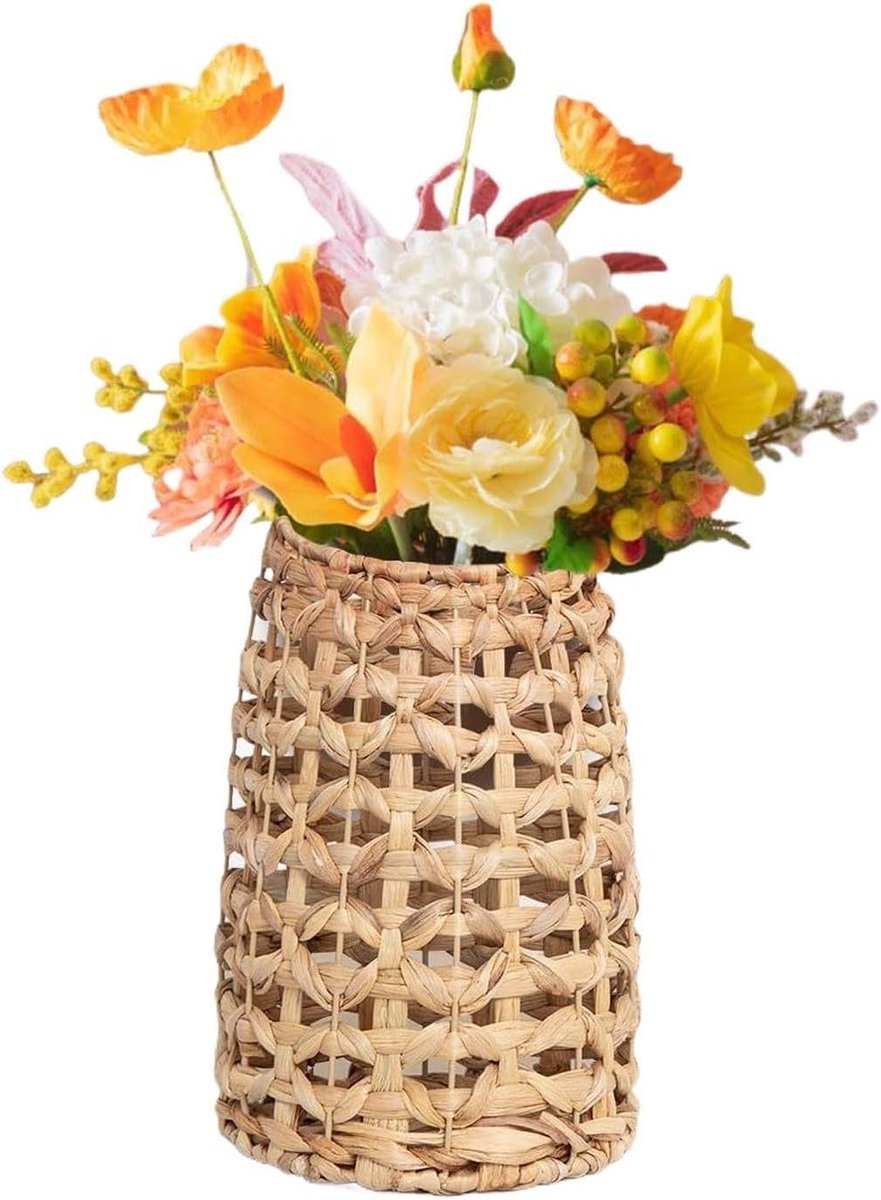 Waterhyacint Mandje - Boho Mand Decoratie - Entree Ordenen - Handgevlochten Ontwerp - 25x17x25 cm - Natuurlijk