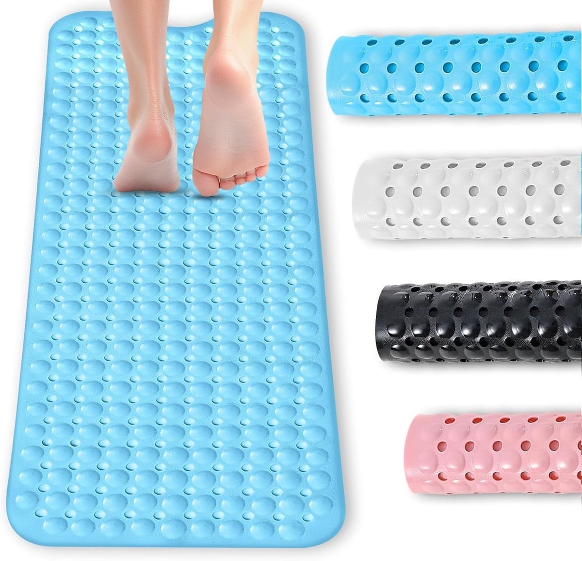 Antislip Badmat Extra Lang 100 x 40 cm met Sterke Zuigkracht, Machinewasbaar, Ideaal voor Badkuipen en Veiligheid voor Ouderen en Kinderen