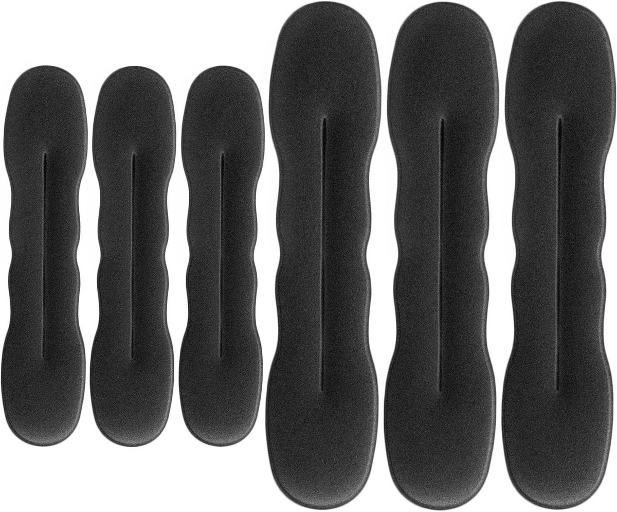 6 Stuks Haar Donut Buns Makers - Upgraded Haar Styling Clips en Tools voor Perfecte Haarstijlen, 3 Grote en 3 Kleine (Zwart)