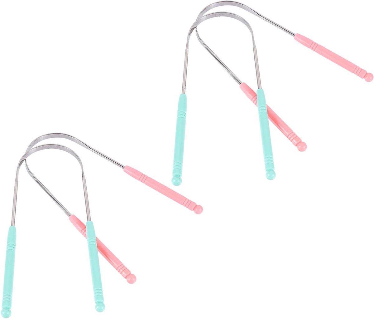 Roestvrijstalen Tongschraper - Tongreiniger Mondverzorging - Verbeteren Mondhygiëne - Ergonomisch Ontwerp - 13.2 cm - Roze Hemelsblauw