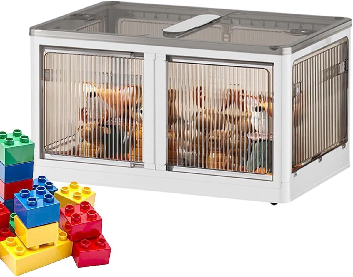 Opbergcontainer met wieltjes - Stapelbare organizer - Ruimte besparen - Opvouwbaar met dubbele deuren
