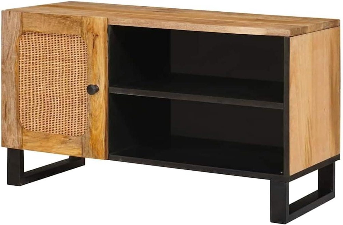 Tv-kast Massief Hout - Tv-meubel Mango - Opbergen Media - Natuurlijke Houtstructuur - 80x33x46cm - Bruin