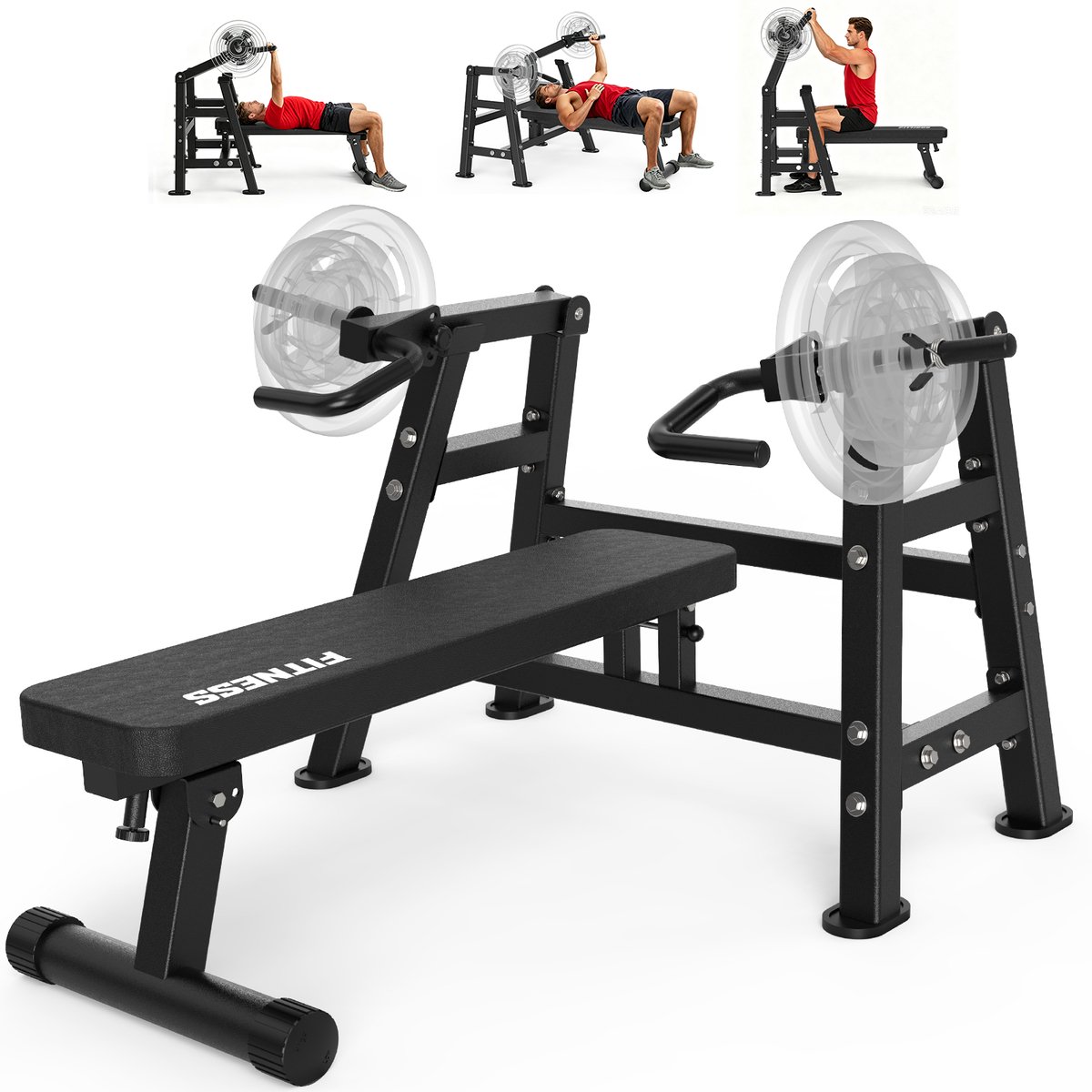 MettleMatic Borstpersmachine verstelbare platte schuine bank met convergerende armen, bovenborstuitrusting, fitnessapparatuur voor borst, AB-trainingen, schouder