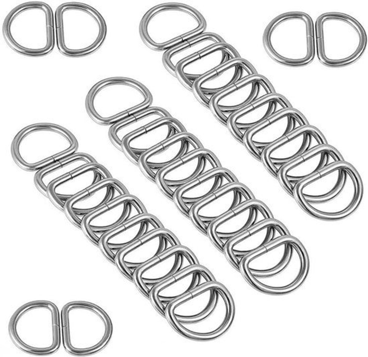 Metalen D-ringen halfrond 30 stuks 25 mm D-ringgesp voor rugzak riemgespen tassen handtassen knutselaccessoires karabijnhaak