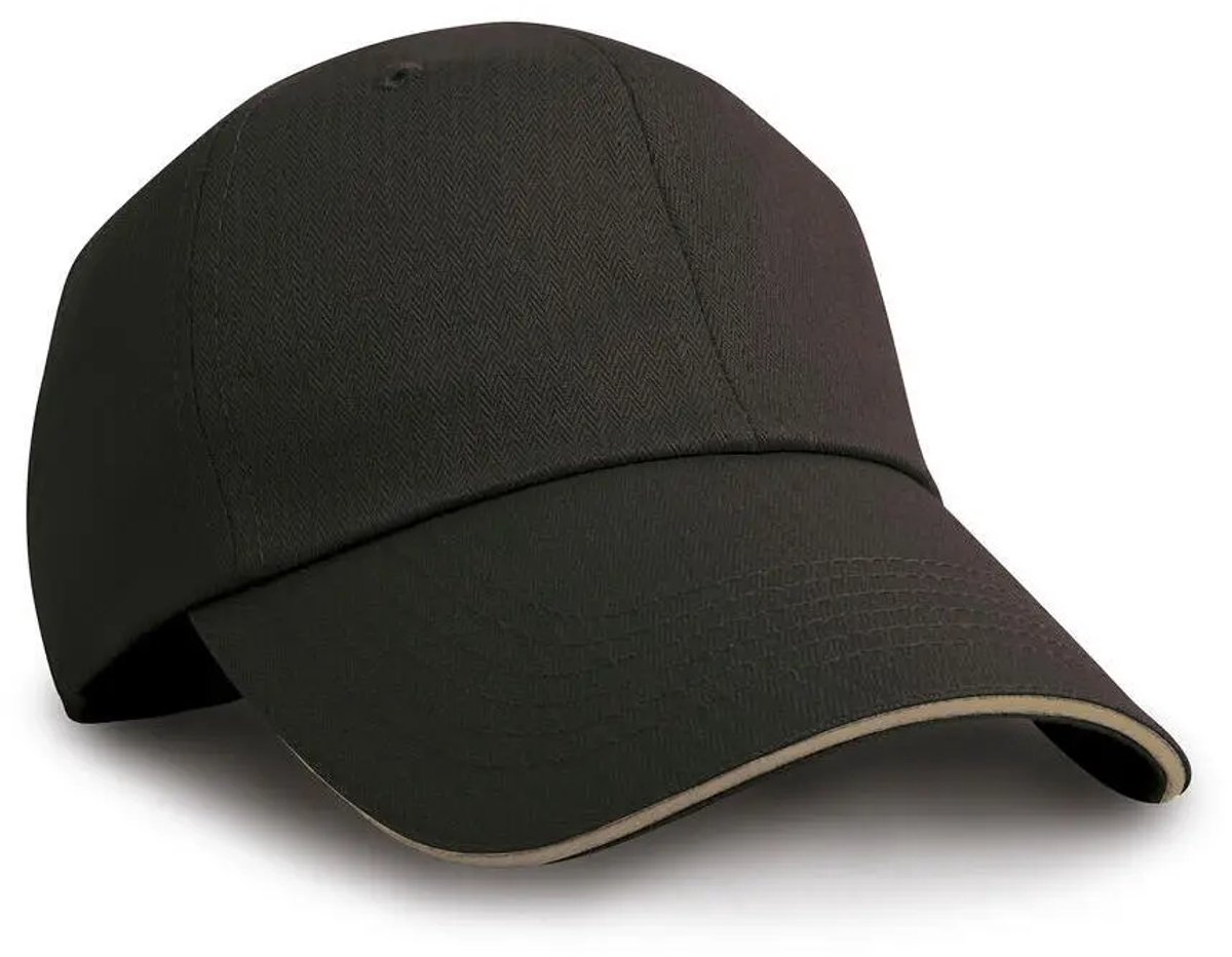 Result Herringbone Cap With Sandwich Peak RH38 - BLACK/TAN - One size
