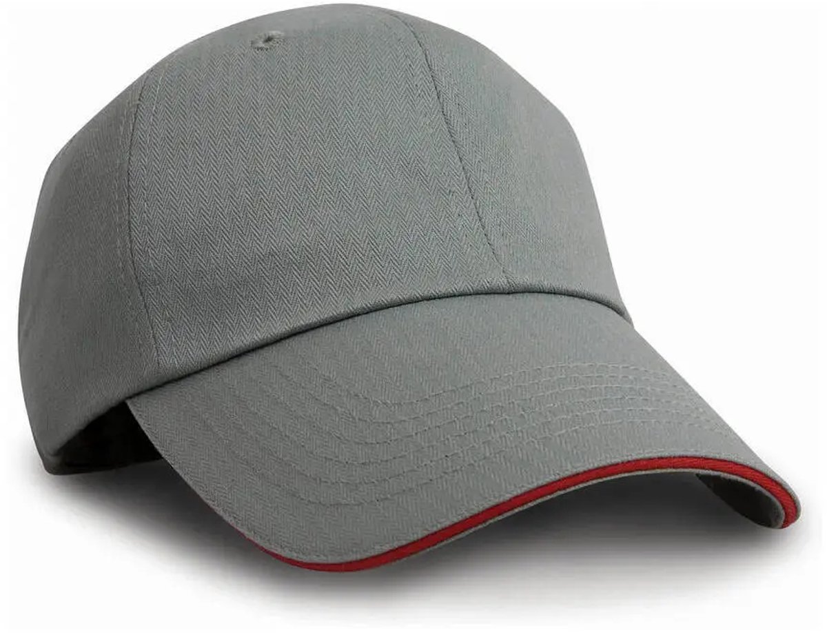 Result Herringbone Cap With Sandwich Peak RH38 - GREY/RED - One size