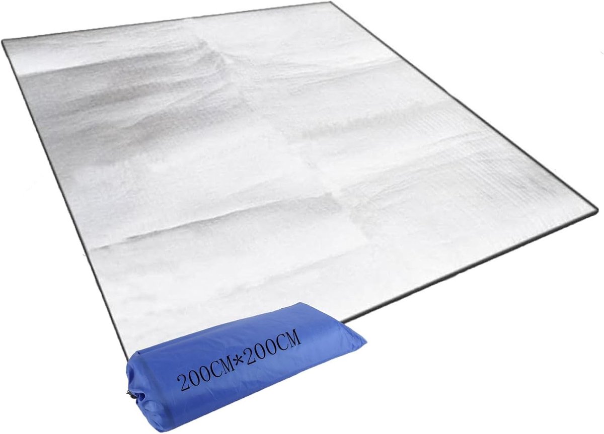 Isolatiemat - Zilver - 200 x 200 cm - Aluminium en PE-katoen - Opvouwbare waterdichte slaapmat voor camping en outdoor