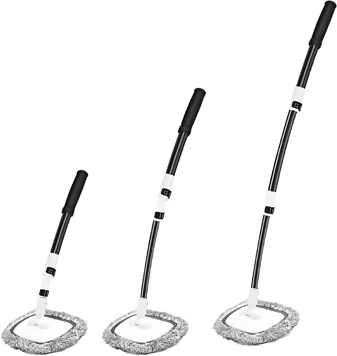 Auto Wasborstel - Voertuig Schrobborstel - Voertuigen Reinigen - Verstelbare Gebogen Steel - 110 cm - Wit