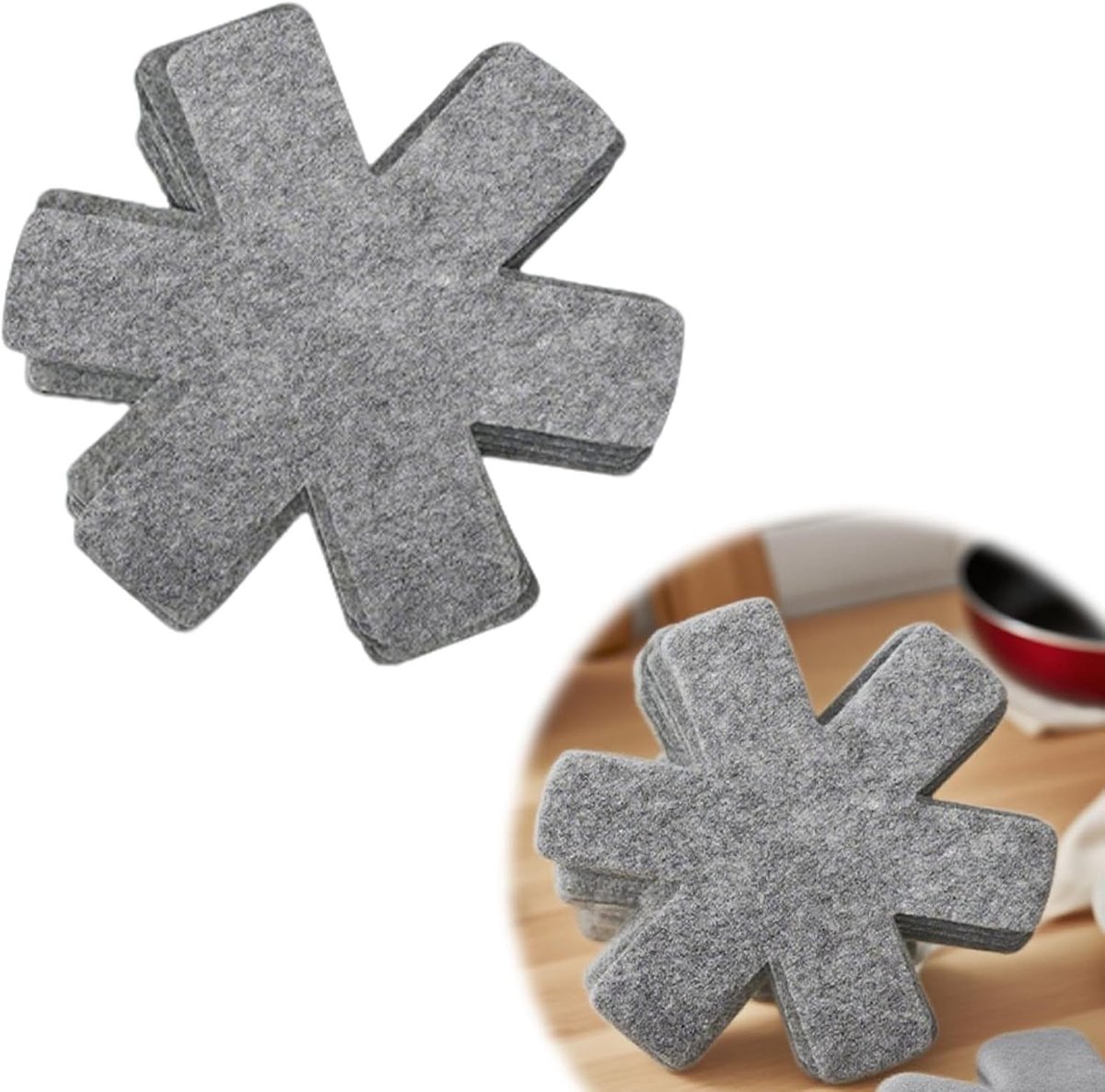 Set van 10 Grijze Vilt Onderzetters, 26 cm × 1 mm Dikte, Warmtebestendige Beschermers voor Pannen en Potten, Ideaal voor Stapelbare Keukengerei