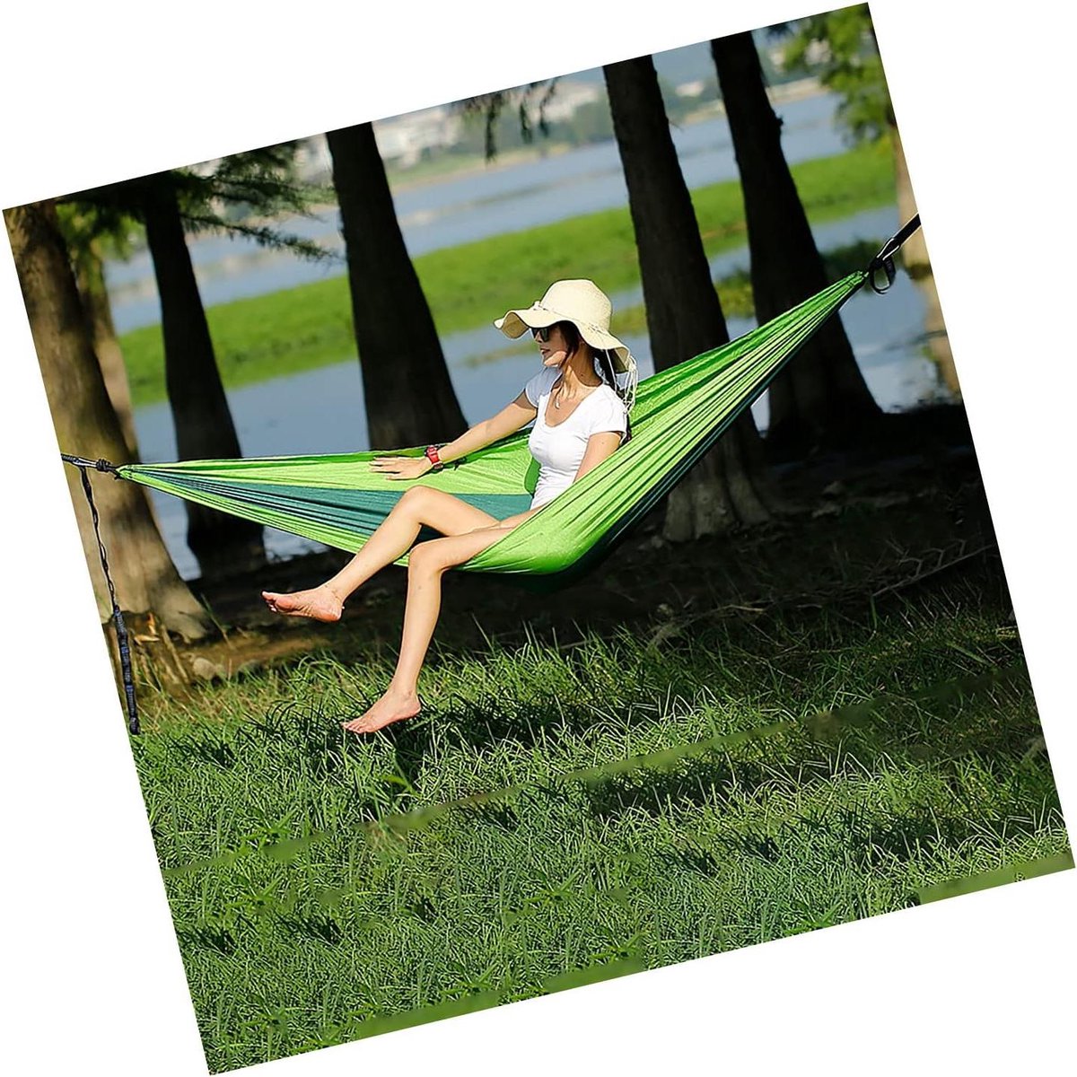 Camping hangmat - Hangmat tent Outdoor hangmat - Ontspannen in de natuur - Geïntegreerd muggennet - 270 x 140 cm