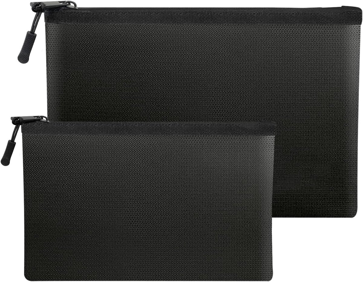 Brandwerende zak - Zwart - 34 cm x 25 cm + 28 cm x 17 cm - Vuurvaste en waterdichte documententas - Voor bescherming van waardevolle spullen
