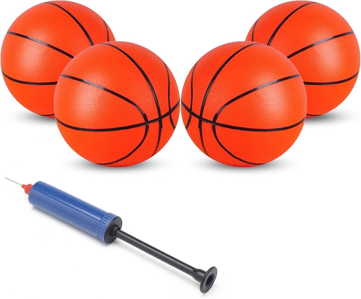SnelShoppen - 16 cm Mini Basketball 4 Stuks - Kinderen Basketballen - Buiten en Binnen - Rubberen Inflatable Ballen - Veilig Speelgoed voor Kinderen e