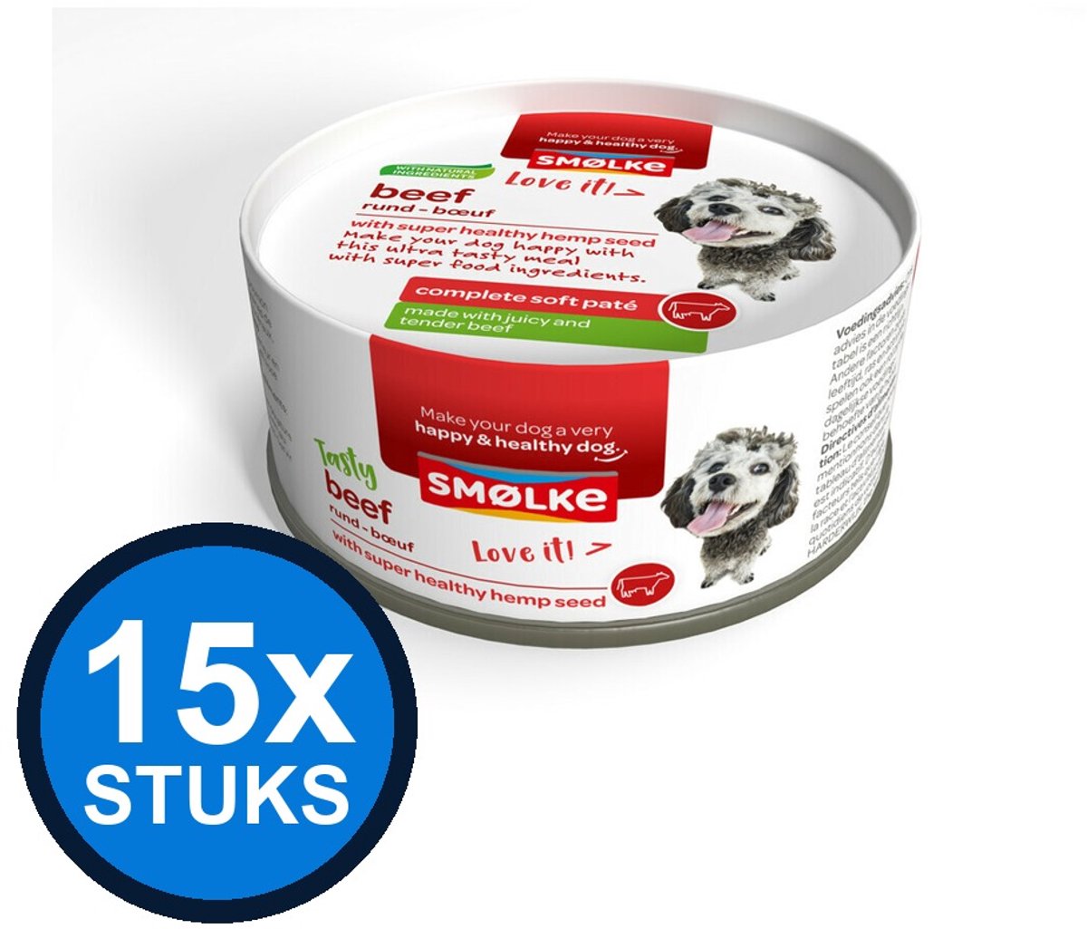 Smølke Smølke hond soft paté beef 125gr