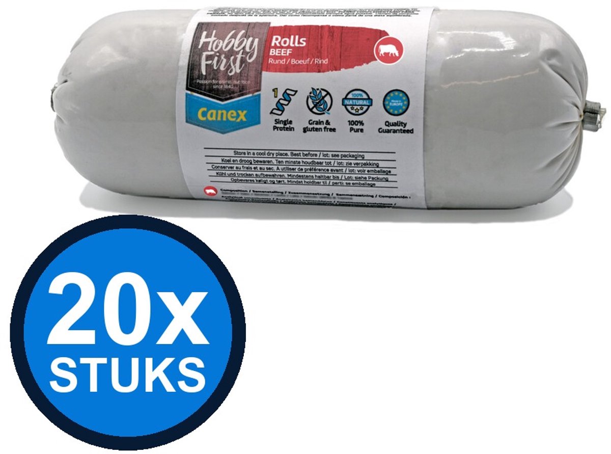 24x Hobby First Canex high protein roll beef 400gr