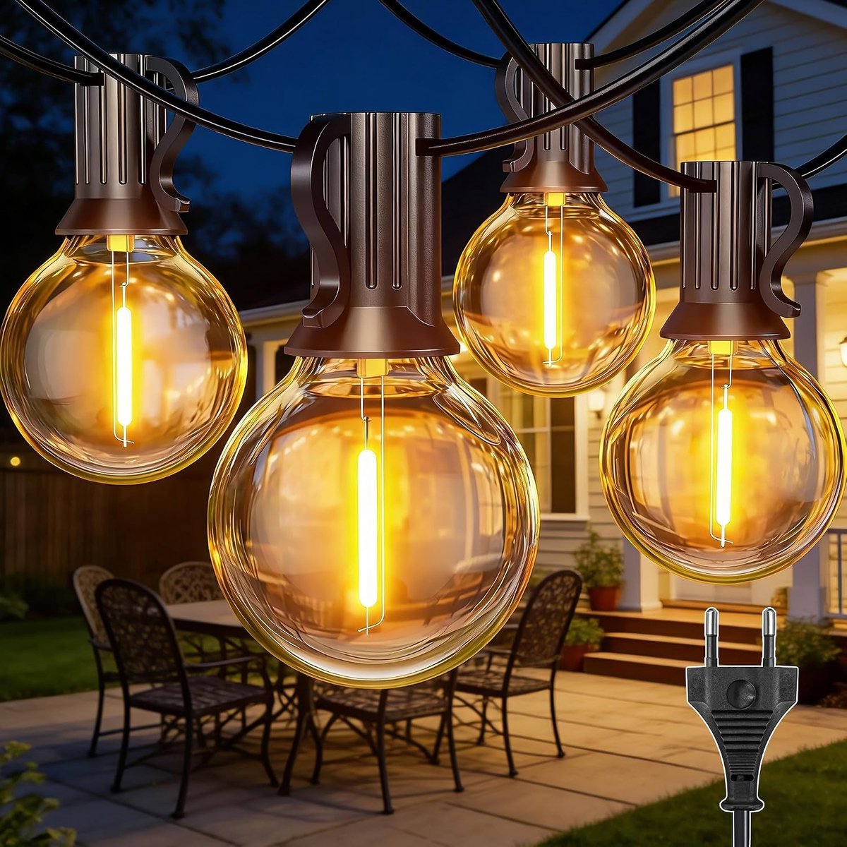 Buitenlampjes - Warmwit - 13 meter - LED Lichtsnoer met 20+2 Gloeilampen - Voor Buitengebruik