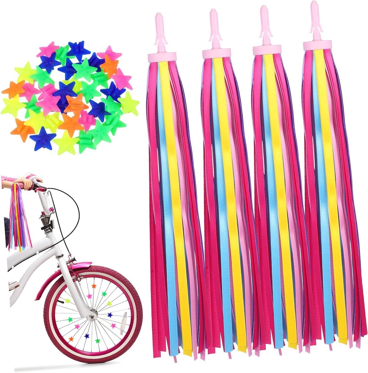 Fiets Decoratie Set - Stuur Tassels Kralen - Fiets Versieren - Eenvoudige Installatie - 28 cm - Diverse Kleuren