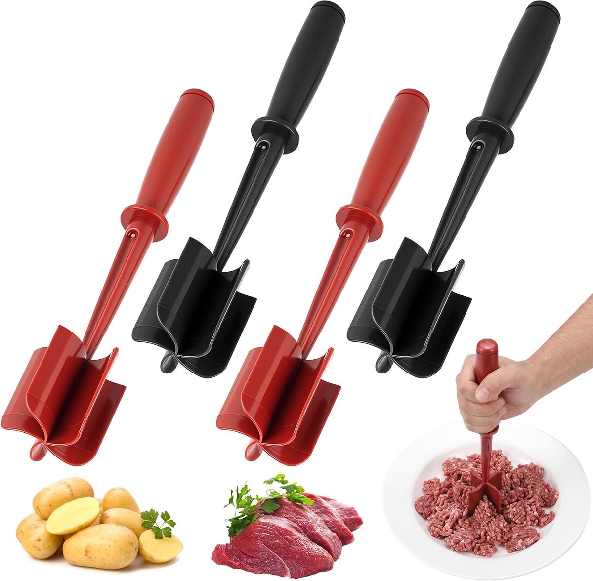 Vleeshakmolen - Zwart - 28 cm - Hittebestendige Nylon Handheld Vleeshakmolen - Voor Rundergehakt en Varkensvlees
