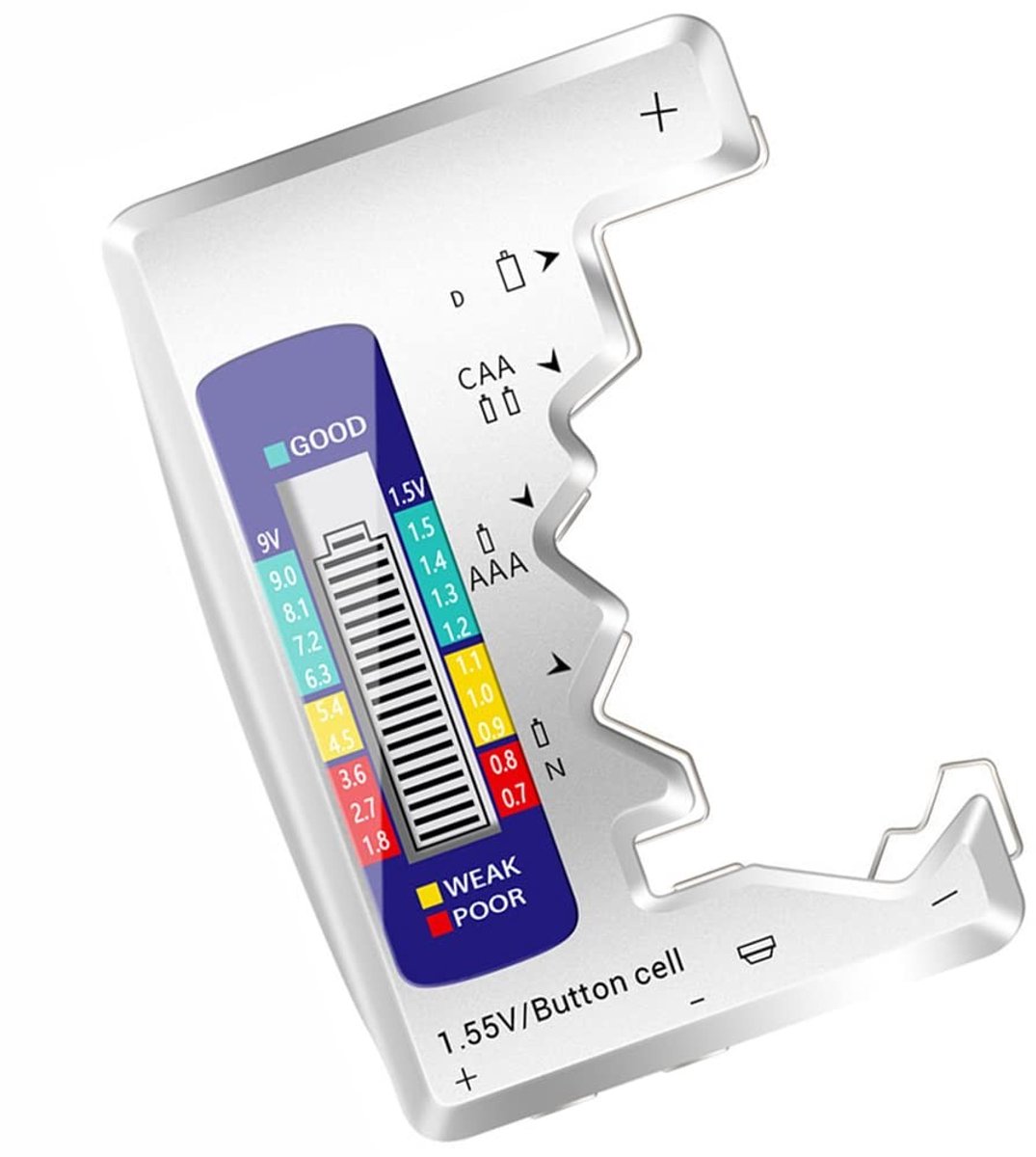 Batterijtester - Zwart - Universeel - Compacte Digitale Batterij Checker - Voor AA, AAA, C, D, N, 9V en Knoopcel