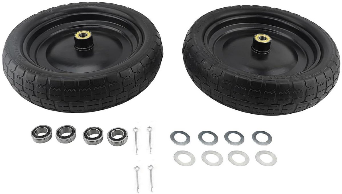 Stevige Steekwagen Wielen - Karrenwielen Vervangingsbanden - Materiaal Transport - PU Schuim Slijtvast - 13 Inch Diameter - Zwart