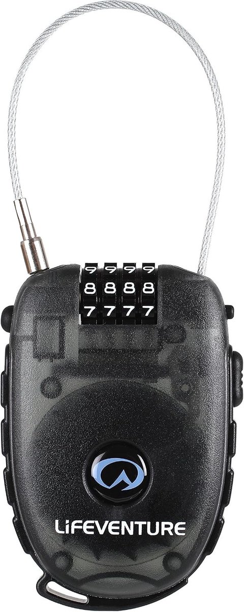 Cijfer-kabelslot 4-cijferig - Zwart - 90 cm - Intrekbare Stalen Kabel met Combinatieslot - Voor Reizen en Outdoor