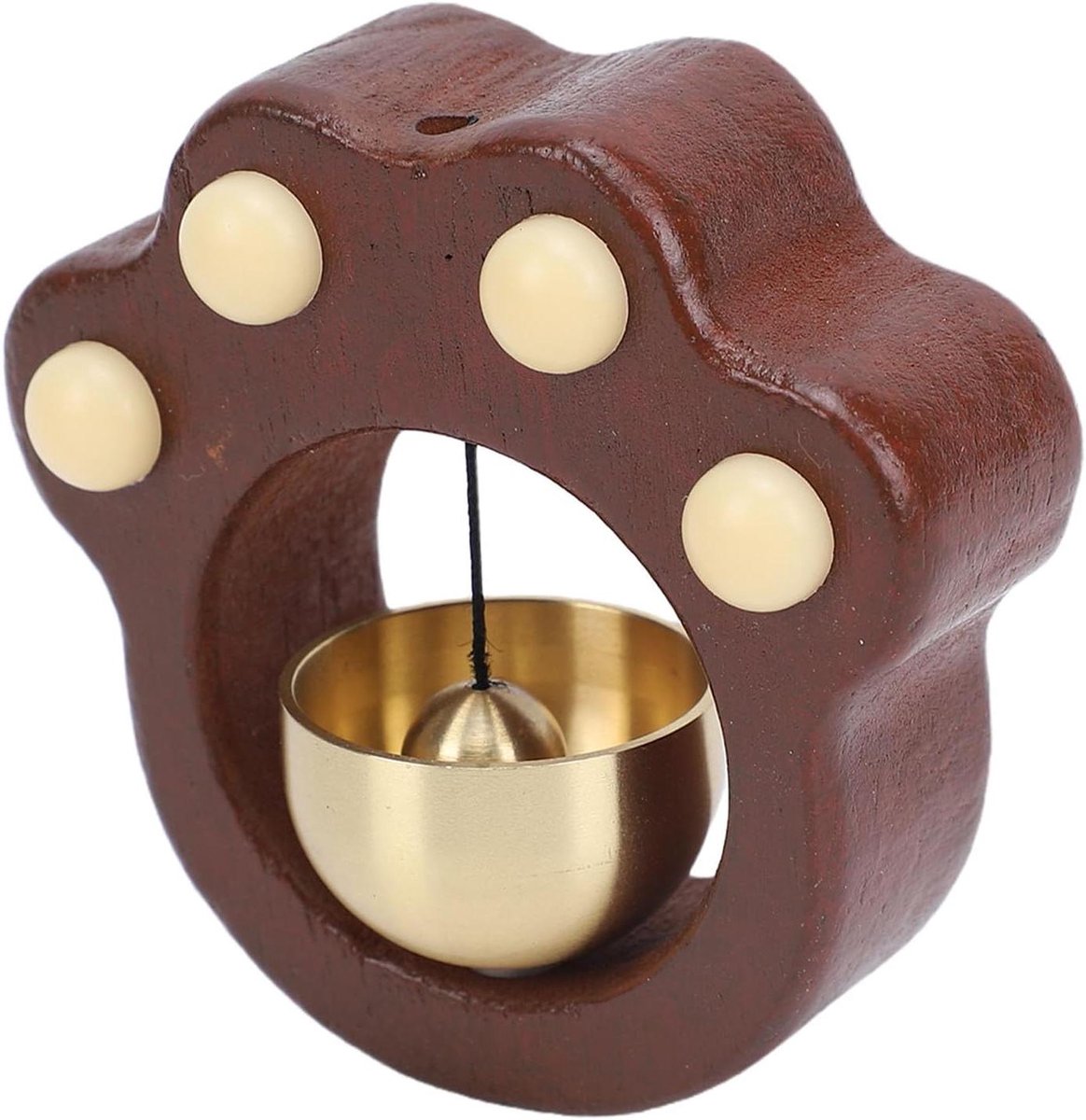 Houten Deurbel Kattenpoot - Winkelier Bel Deurgong - Gast Ontvangst - Magnetische Installatie - 7.5 cm - Walnoot