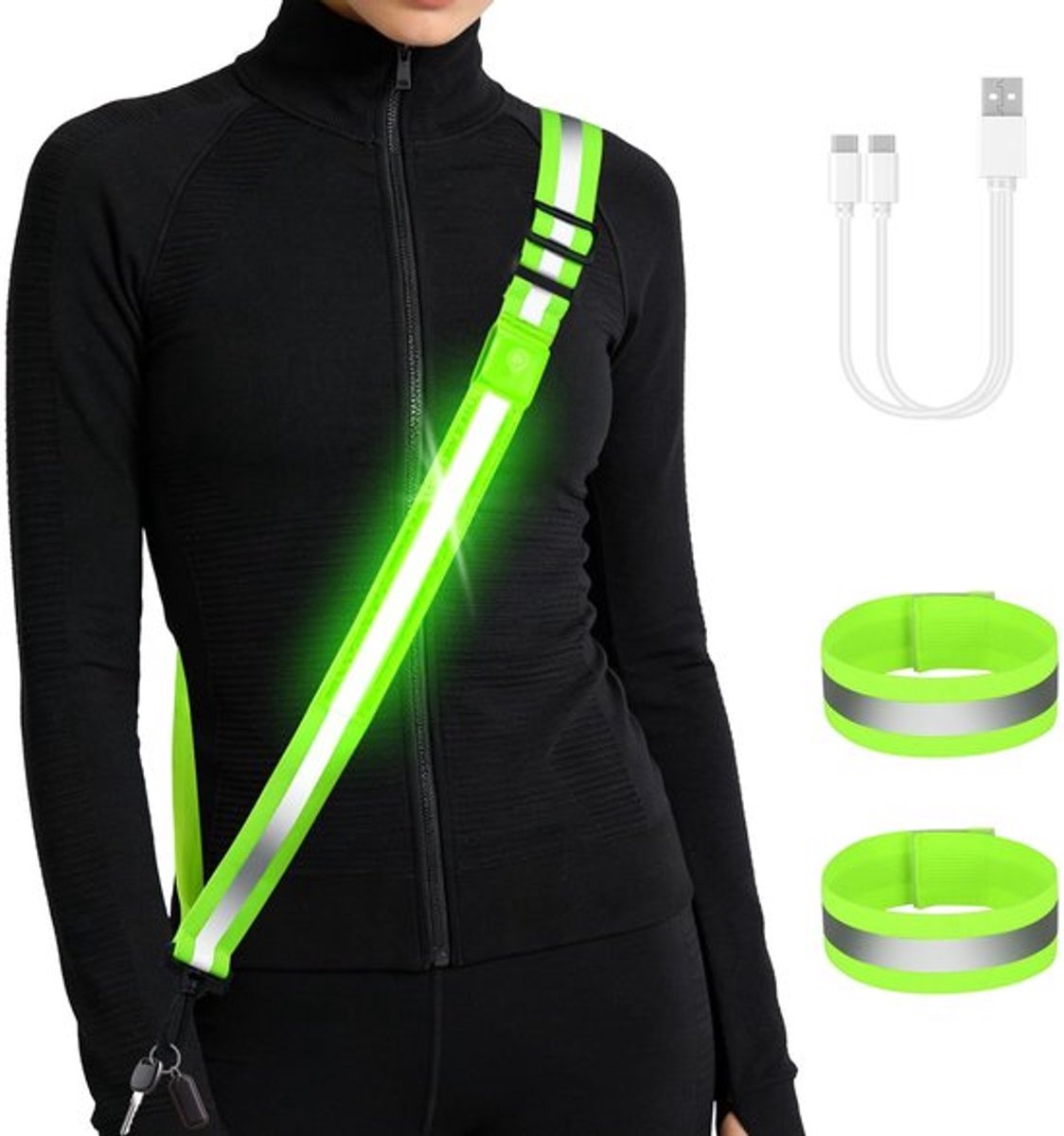 Reflecterende Glow-in-the-Dark Crossbody Band en Polsbanden