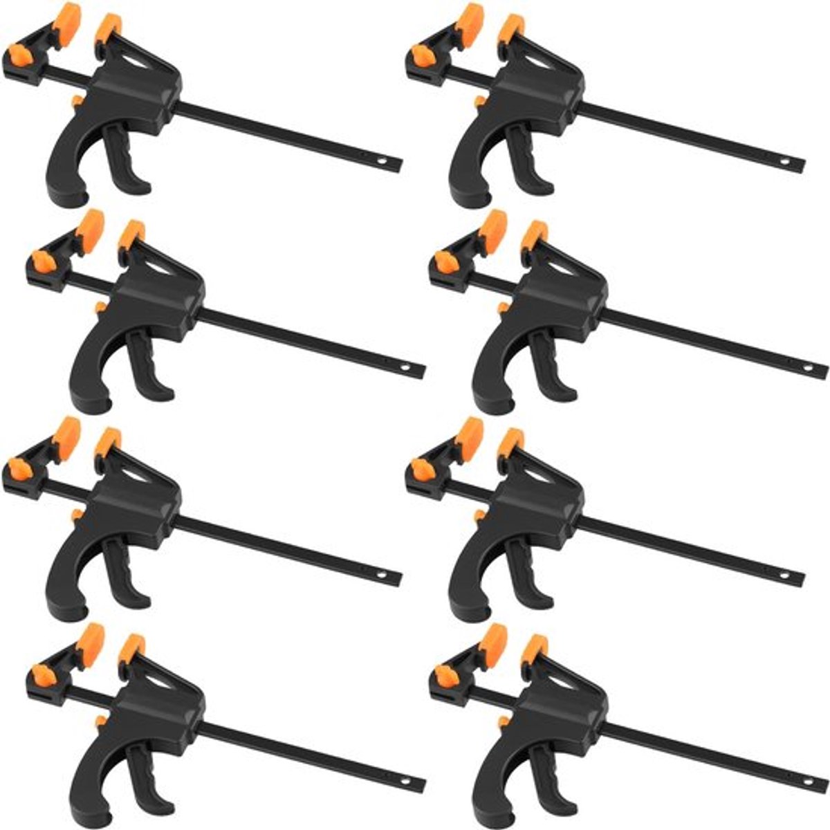 Snelspanklemmen 8 stuks - F-vormige Klemmen - Verstelbare Druk - Spanbreedte 0-103 mm - Spankracht 11 kg - Lichtgewicht 72 g