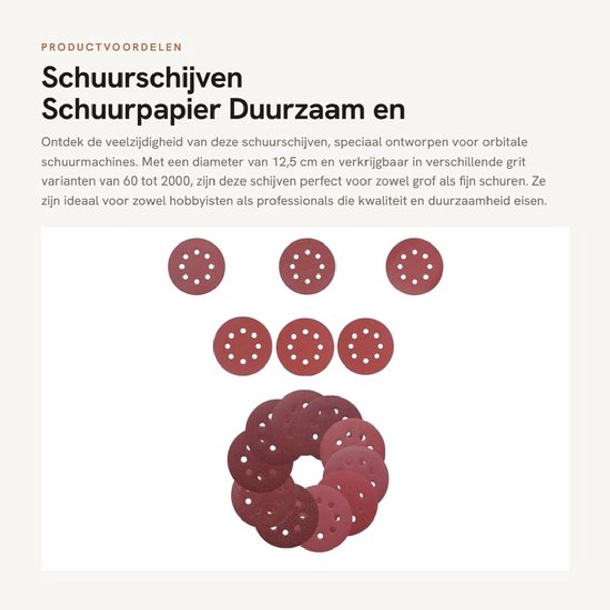 Schuurschijven 100 stuks - Schuurpapier 8-gaats - Diameter 12,5 cm - Grof/fijn schuurpapier - Bruin gesmolten aluminiumoxide - Voor orbitale schuurmachines