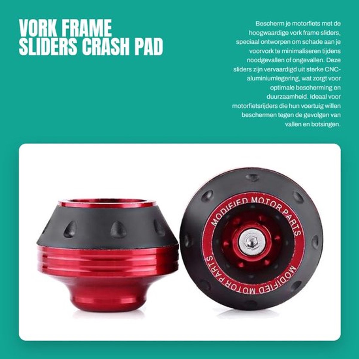 Vork Frame Sliders CNC Aluminium - Crash Pad - Motorfiets Bescherming - Voorwieldoppen - 1 Paar (2 Stuks) - Afmetingen 59 x 46 x 15 mm - Motorfiets Beschermers