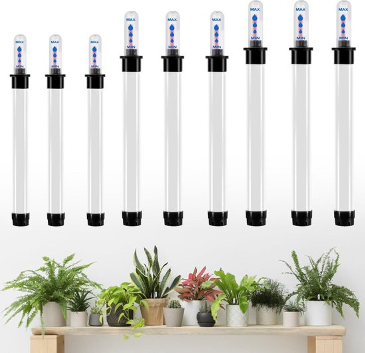 Waterstandsindicator 9 Stuks - Vochthoogtemeter voor Planten - Plantengietindicator - Hydrocultuurplanten - Nauwkeurig en Betrouwbaar - Geschikt voor Diverse Bloempottypen - Vochtemeter