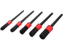 Auto Poetsborstels - Detailing Borstel Set - Auto Interieur Reinigen - Zachte Nylon Haren - 5 Stuks - Rood