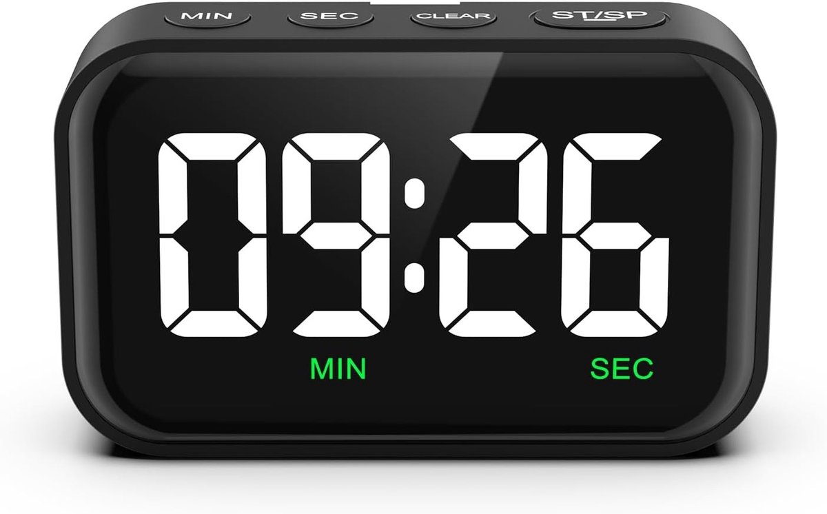 Pomodoro timer - Zwart - 3,5 inch - Digitale Keukentimer met Magnetische Bevestiging - Voor Koken en Studeren