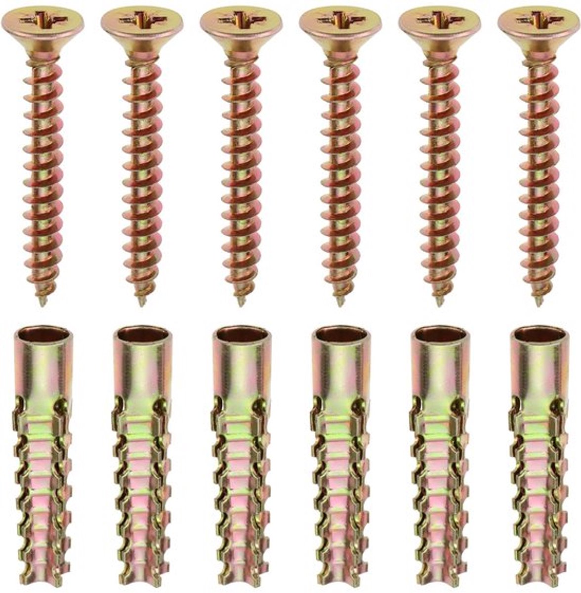 Wandanker 50 Stuks - Bevestigingsmateriaal Schaduwdoek - Schroeven 5x40mm - Expansiebuis 6x32mm - Zinkkleur - Voor Betonnen/Holle/Houten Muren