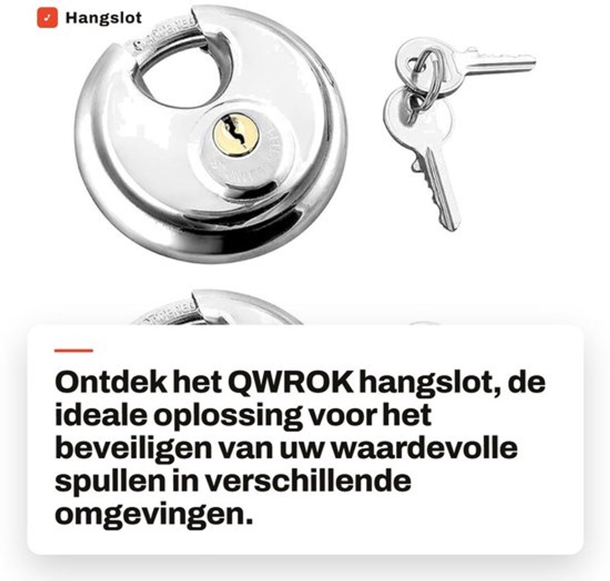 Hangslot Waterdicht - Roestvrij Staal - Gehard Stalen Beugel - 2 Sleutels - 70 mm - Voor Buitengebruik - Slot