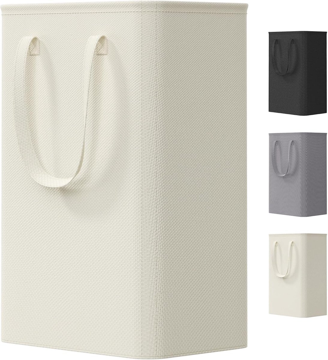 Opvouwbare wasmand - Wit - 50L - Slanke opvouwbare wasbak van Oxforddoek - Voor badkamer en slaapkamer
