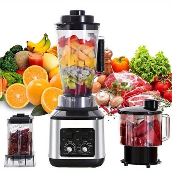3-in-1 Elektrische Blender - Multifunctionele Mixer - Sapcentrifuge - Smoothiemaker - Keukenmachine - 9500W Krachtige Motor - 3L, 1,5L en 0,5L Containers — afbeelding 3