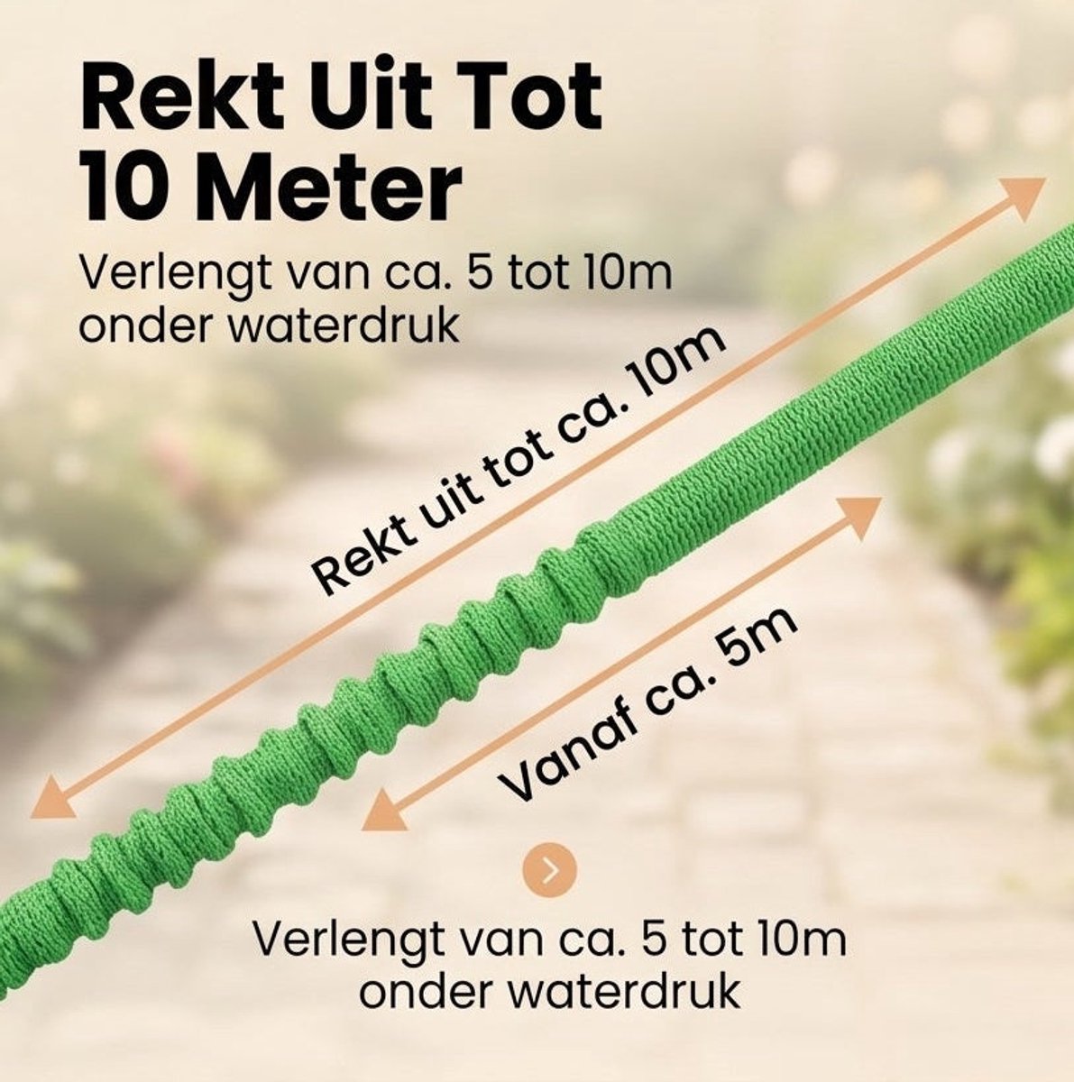 Cheqo® Tuinslang - Flexibele Tuinslang - Uitrekbare Tuinslang met Sproeikop 7 Standen - Magic Hose - Elastische Tuinslang - Tuinsproeier - Waterslang - met Koppelstuk - Groeislang voor Tuin Besproeien en Planten Water Geven of Auto Wassen – foto 2