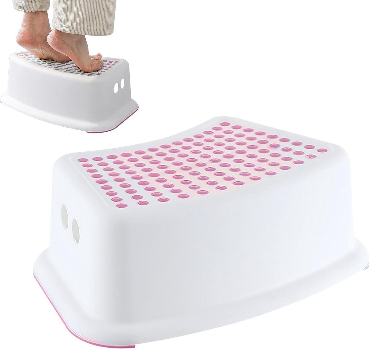 Toiletvoetkruk - Squatkruk WC - Natuurlijke Houding - Antislip Stabiliteit - 37x25x13 cm - Roze