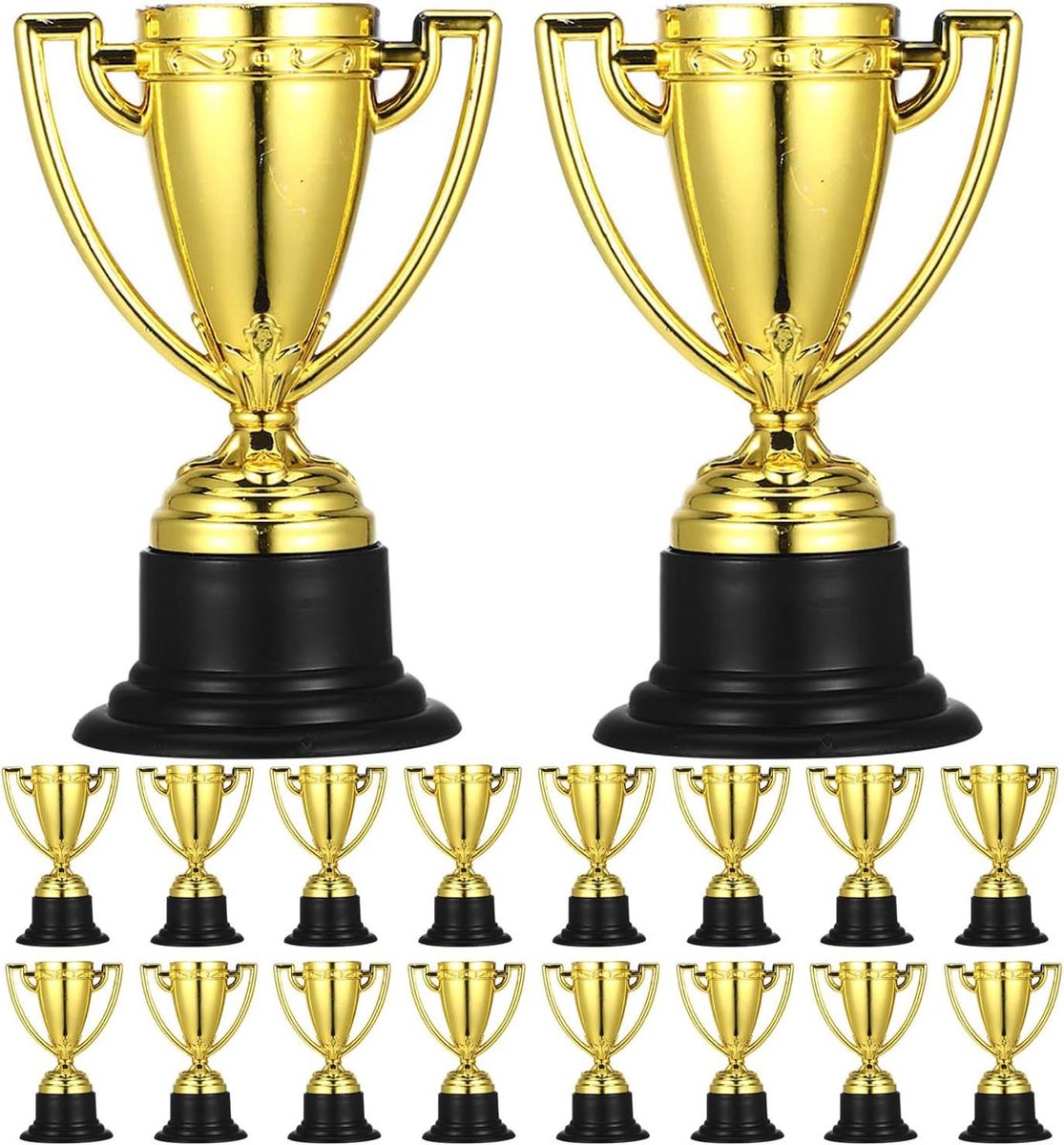 Mini Trofeeën - Winstbekers Prijzen - Kinderfeestjes Belonen - Lichtgewicht Plastic - 8.60X5.80X2.90CM - Goud