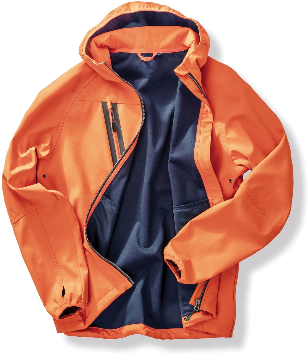 Result 3-Layer Recycled Printable Hooded Casual Unisex Softshell Jacket RT909 - Orange/Navy - S