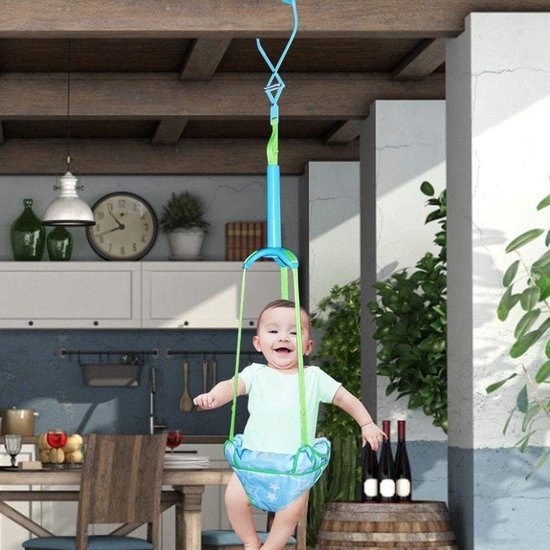 Baby Deur Jumper - Baby Bouncer - Motoriek Ontwikkelen - Verstelbare Banden - Tot 15 kg - Blauw — afbeelding 3