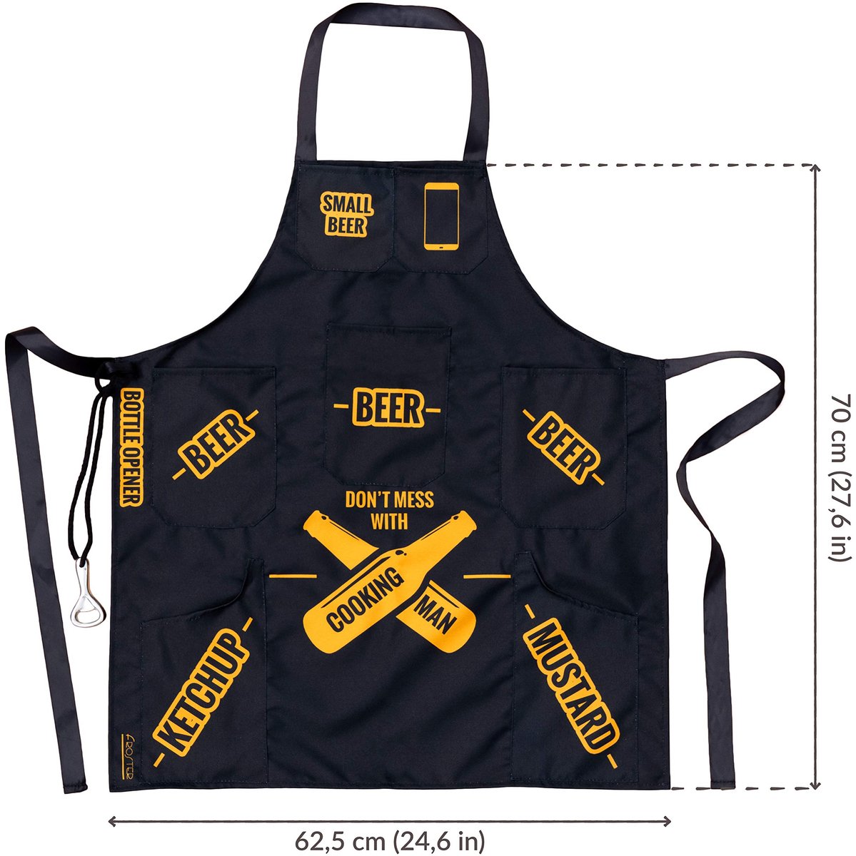 Keukenschort heren - zwart - met 7 zakken - ideaal voor barbecue - ShopVlot