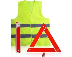 Gevarendriehoek Set - Veiligheidsvest Nooddriehoek - Pechhulp Auto - Hoge Reflectie 360 - Opvouwbaar - Oranje