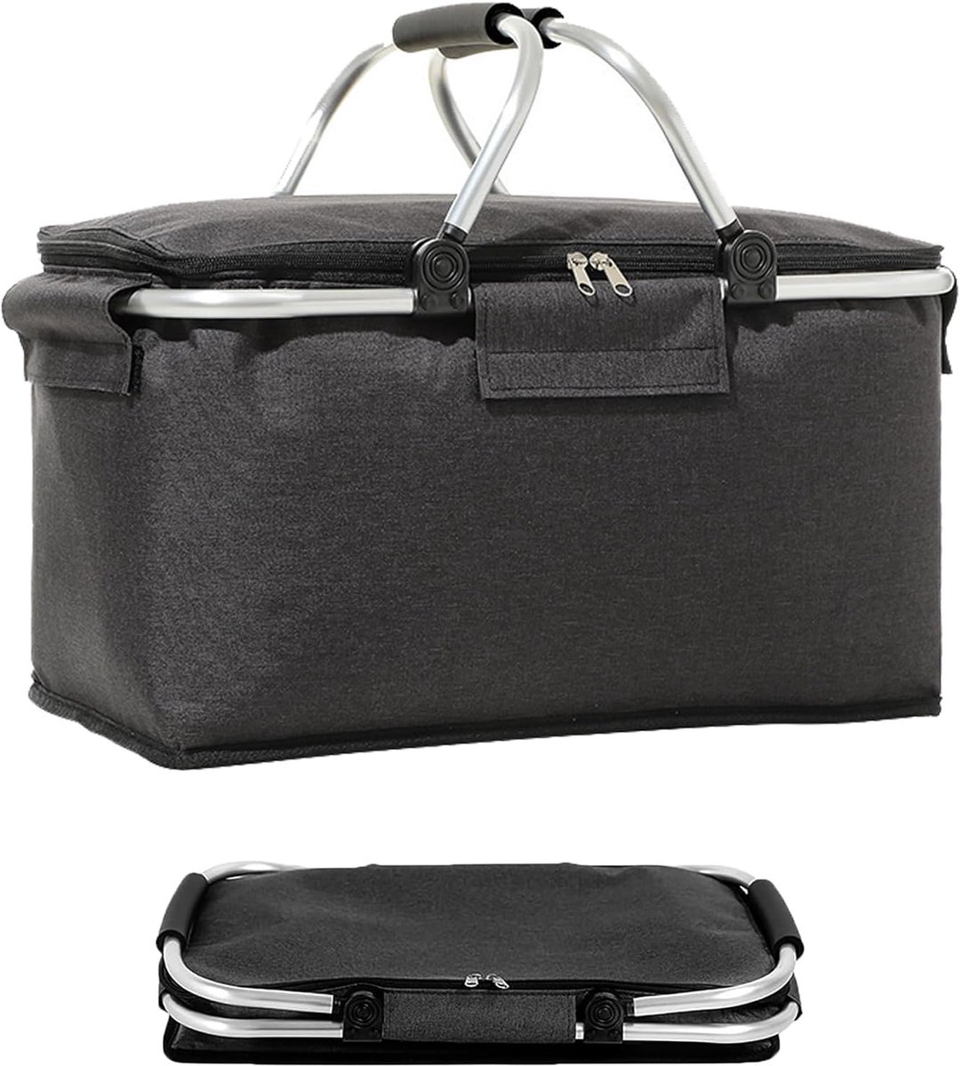 Opvouwbare boodschappenmand - thermische picknickmand - met deksel en handgrepen - ideaal voor reizen - ShopVlot