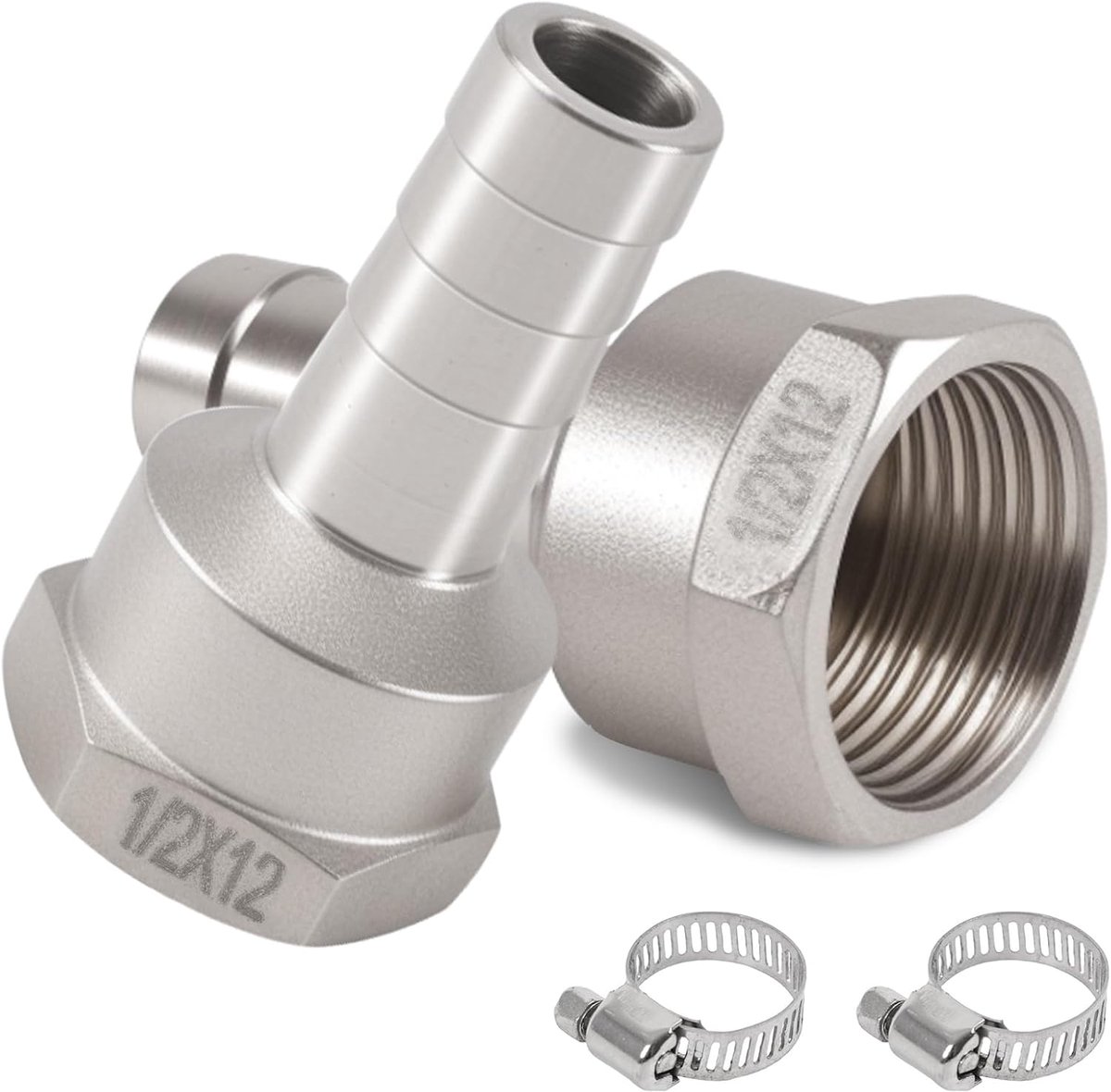 Roestvrijstalen slanghulzen 1/2 inch IG x 12 mm - 2 stuks - duurzame verbinding - ideaal voor slangen - ShopVlot