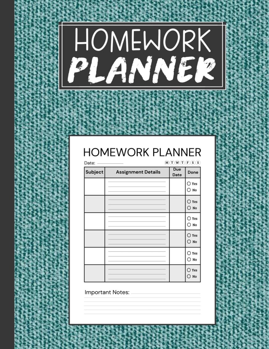 Huiswerkplanner 8,5" x 11" - Blauwe ongeorganiseerde dagelijkse notitieboek - 120 pagina's voor studenten - ShopVlot